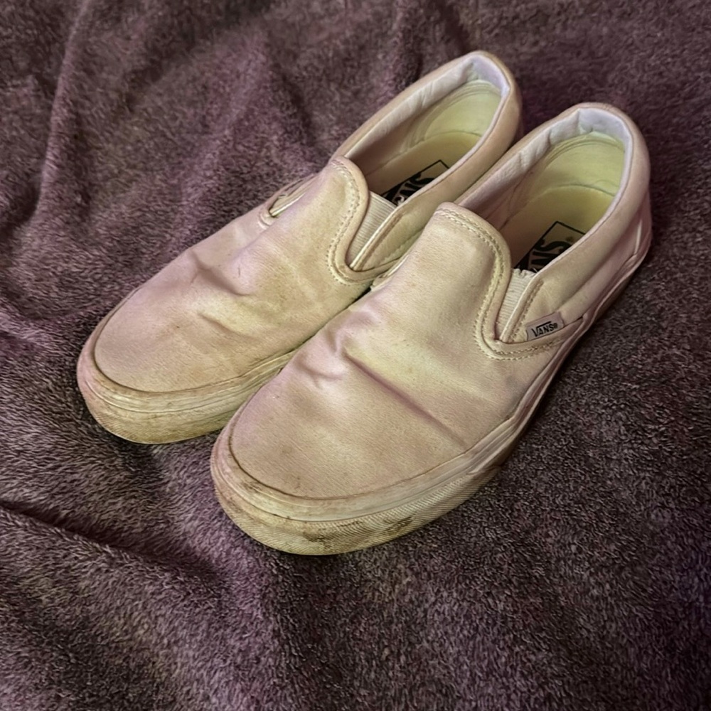White Slip On Vans